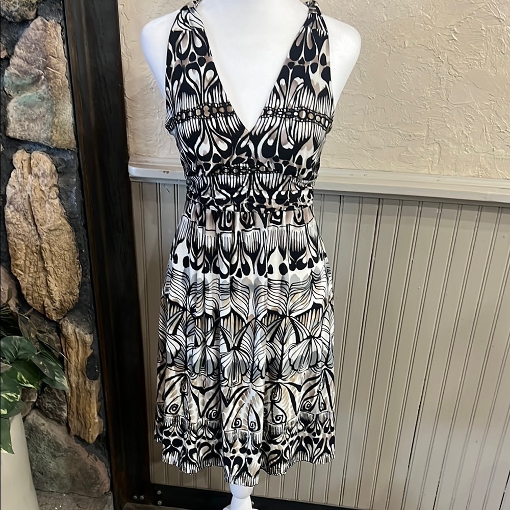 Grass Collection Black and White Halter Midi Dress